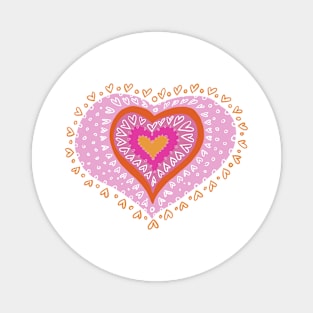 Heart design in white, pink and orange design Magnet